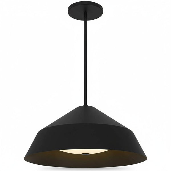 English Elm 22 Inch Matte Black Dimmable Led Pendant Etched Glass Diffuser for Dining Rooms B370P399325