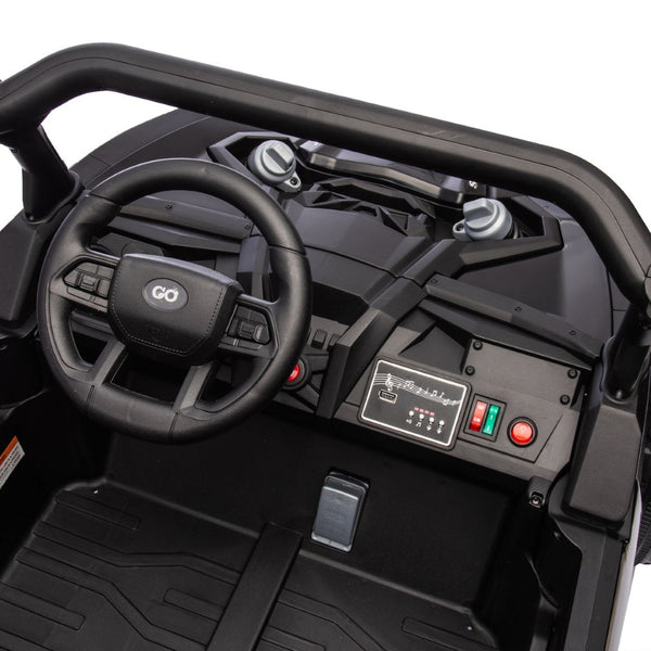 English Elm 24v Two Seat Kids Electric Utv with Parental Remote Suspension Off Road Ride On Black W1578P184797