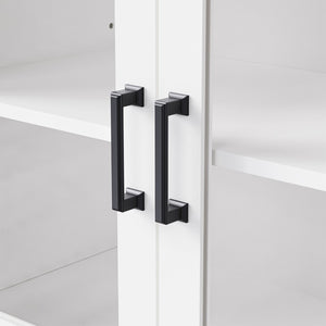 English Elm On-Trend Farmhouse Tv Stand With Solid Wood Legs, Glass Doors & Adjustable Shelves For Tvs Up To 70" N721S000041K-GIGA