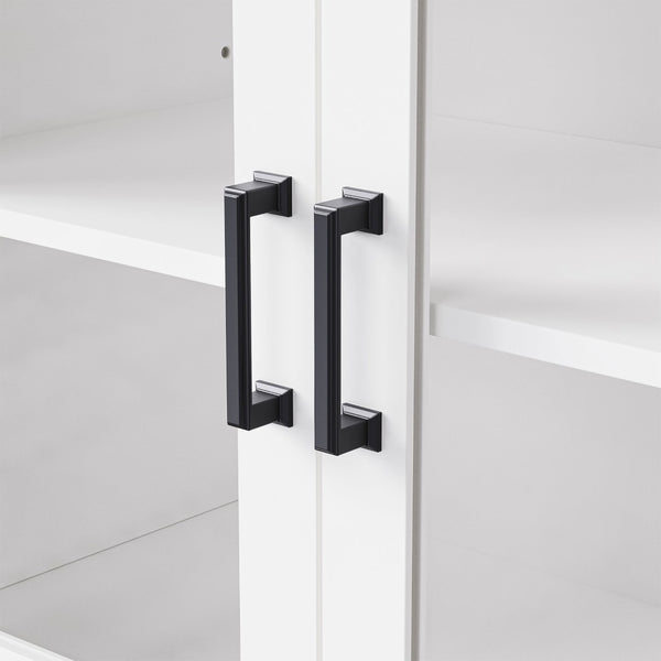 English Elm On-Trend Farmhouse Tv Stand With Solid Wood Legs, Glass Doors & Adjustable Shelves For Tvs Up To 70" N721S000041K-GIGA