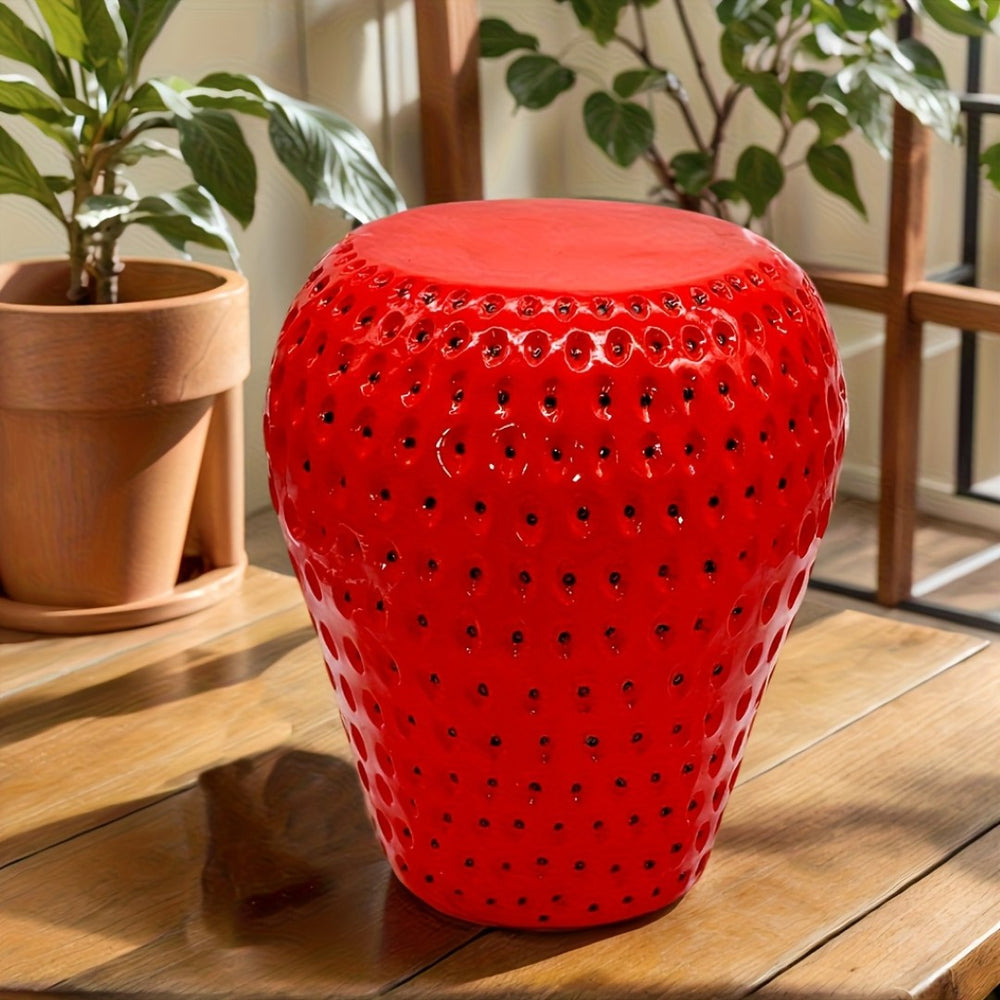 English Elm Yellow Lemon Shaped Resin Stool Playful Citrus Accent for Patio Sunroom or Kitchen W5709P490978