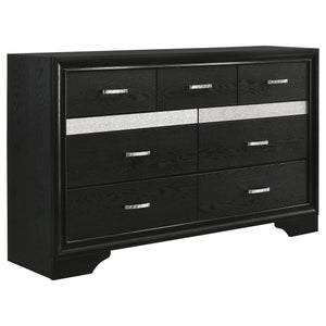 English Elm Corbin Black 5-Piece Queen Bedroom Set with Rhinestone Handles, Metallic Foil Trim & Underbed Drawers B062S00925