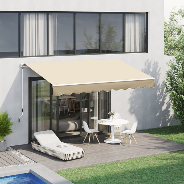 English Elm Outsunny 10' X 8' Manual Crank Retractable Awning - Uv & Water-Resistant Patio Shade For Decks & Balconies W2225P200942-GIGA