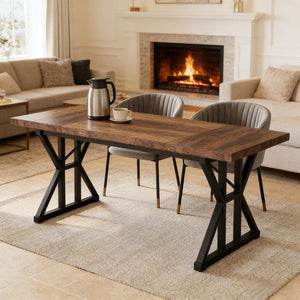 English Elm Woodgrain Walnut Look Bar Height Table with Hexagonal Base for Home Loft Dining T3971P450732