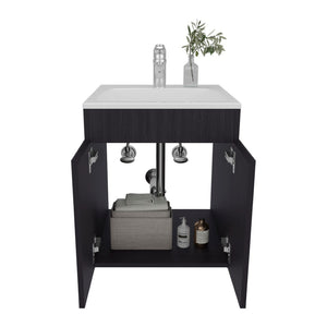 English Elm Dublin Floating Bathroom Vanity with Vessel Sink Matte Black Wall Mounted Modern B092P439914