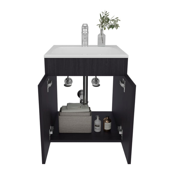 English Elm Dublin Floating Bathroom Vanity with Vessel Sink Matte Black Wall Mounted Modern B092P439914