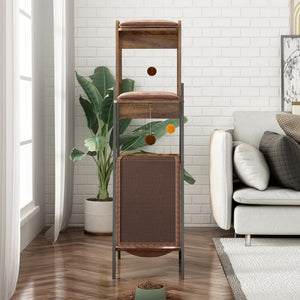 English Elm Modern 58 Inch Cat Tower with Sisal Scratching Mat Hammock and Perch for Large Breeds W2641P460041