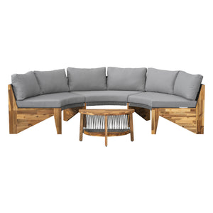 English Elm U_STYLE 6-Piece Outdoor Seating Set for 6 with Acacia Coffee Table, Thick Cushions, Durable Foam N711P246092E