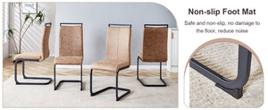 English Elm Expandable Walnut Dining Set with 4 Techno Fabric Chairs for Modern Kitchen W1151S04707