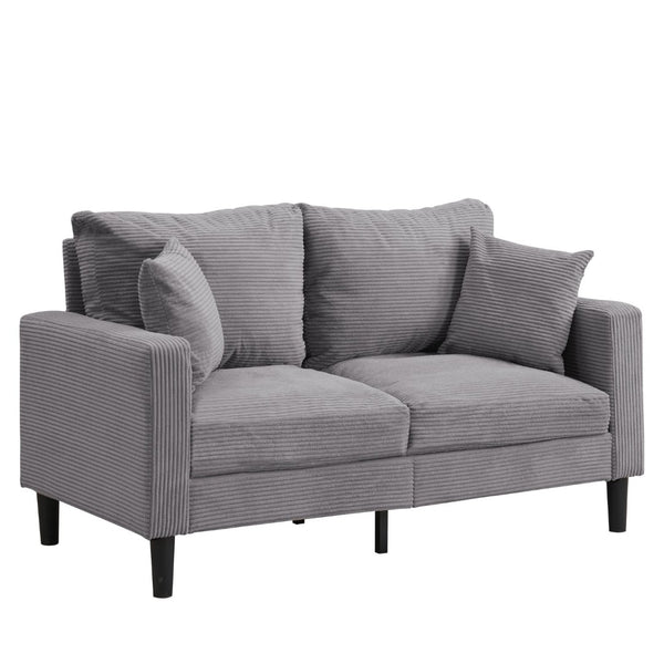 English Elm 57 Inch Compact Upholstered Loveseat with Hardwood Frame for Modern Living Spaces Light Gray W311P221207
