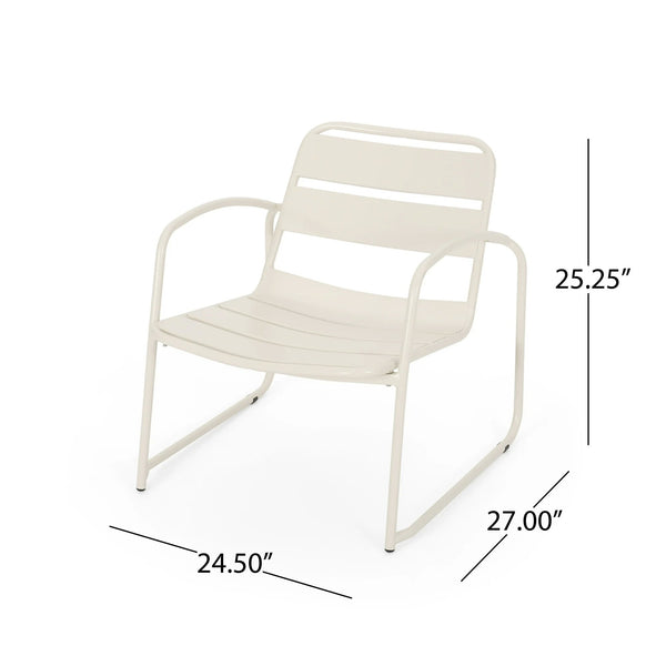 English Elm Christopher Knight Home® - CONRAD Modern Outdoor Chat Set with Powder-Coated Iron Frame, Open Slat Seats for Breezy Comfort Matte White N775P250736W