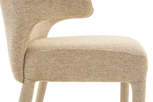 English Elm Modern Chenille Linen Accent Chair Sculptural Hollow Back Swivel Seat for Dining Vanity Khaki W3493P456190