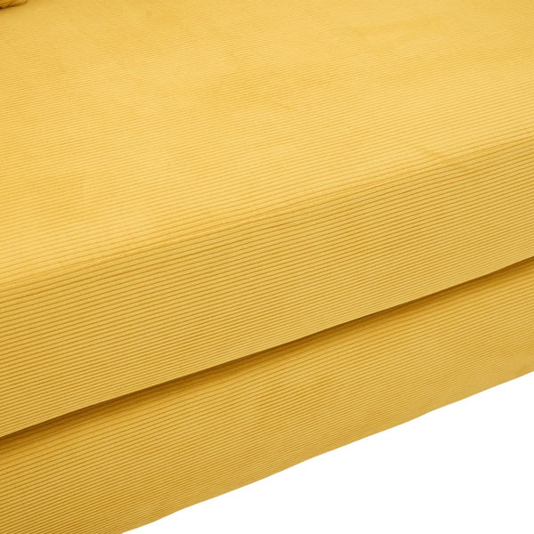 English Elm UNITED modular foldable sofa with metal frame, corduroy upholstery, side pocket & quick assembly convenience Mustard yellow W1568P375635