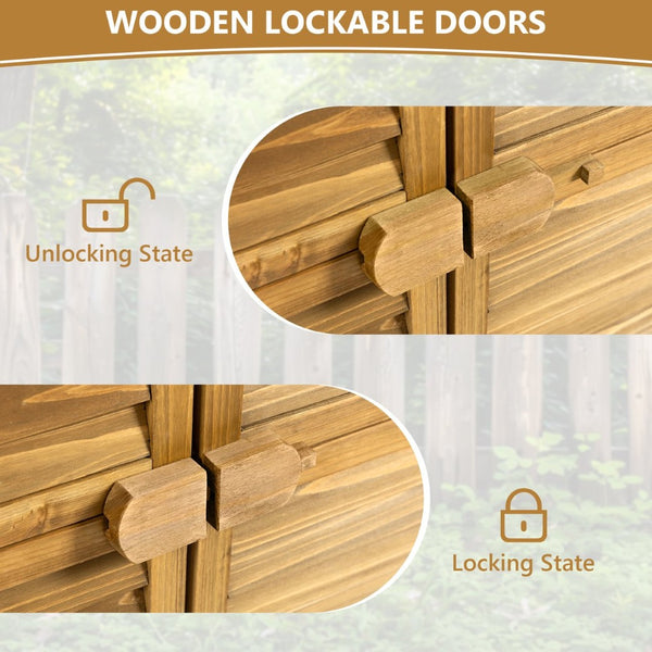 English Elm Outdoor Fir Wood Vertical Storage Shed with Lockable Door and Waterproof Sloped Roof W1422P233383