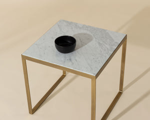Sunpan Evert Modern Marble End Table with Antique Brass Frame - Unique Italian Design for Stylish Living