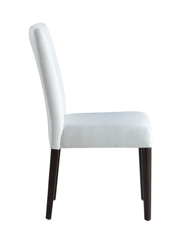 English Elm Carena White Finish Side Chair Set of 2 — Modern Rubberwood Dining Chairs with Padded Fabric Seats and Double Pedestal Base B2726P246609