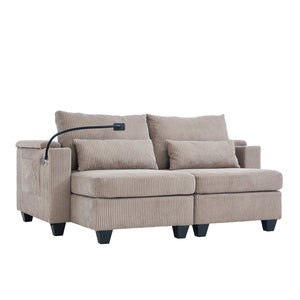 English Elm Convertible Chaise Lounge 63" Loveseat Sofa Bed With Usb Ports, Cup Holders & Storage For Small Spaces N719S002020D