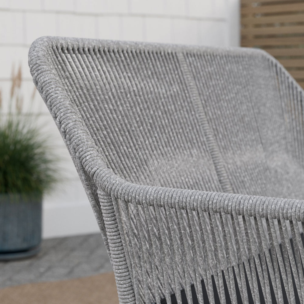 English Elm Brookside Two-Tone Rope Outdoor Loveseat Gray/Black – Weather-Resistant Wood Base, Removable Cushion Cover, Durable Design B350P394831
