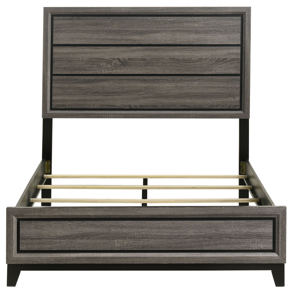 English Elm Cabrillo Grey Oak Full Panel Bed with 3D Foil Veneer, Easy-Clean Finish & Dark Grooved Detail B062S01321