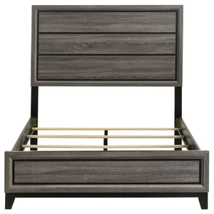 English Elm Cabrillo Grey Oak Full Panel Bed with 3D Foil Veneer, Easy-Clean Finish & Dark Grooved Detail B062S01321