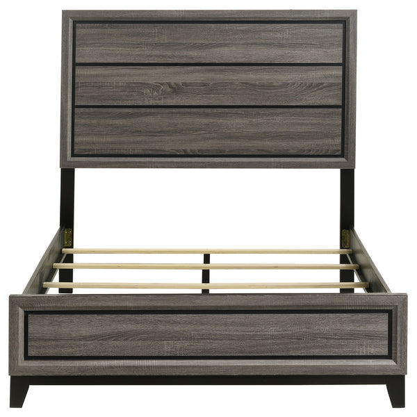 English Elm Cabrillo Grey Oak Full Panel Bed with 3D Foil Veneer, Easy-Clean Finish & Dark Grooved Detail B062S01321
