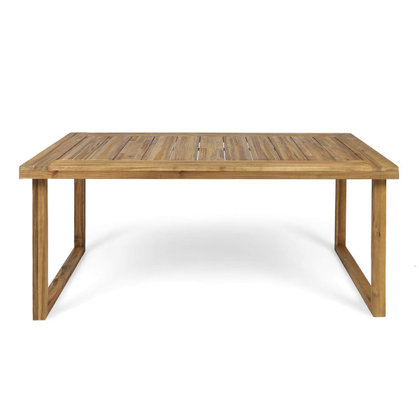 English Elm Christopher Knight Home® - Outdoor Acacia Wood Dining Set with Benches – Sandblast Natural Finish, Durable Weather-Resistant Tabletop 63892.00_62617.00