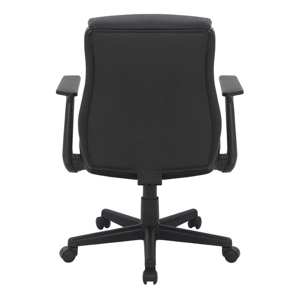 OSP Home Furnishings Mid Back Faux Leather Manager Chair with Lumbar Support and Pneumatic Height Adjust Black FL91201-U6