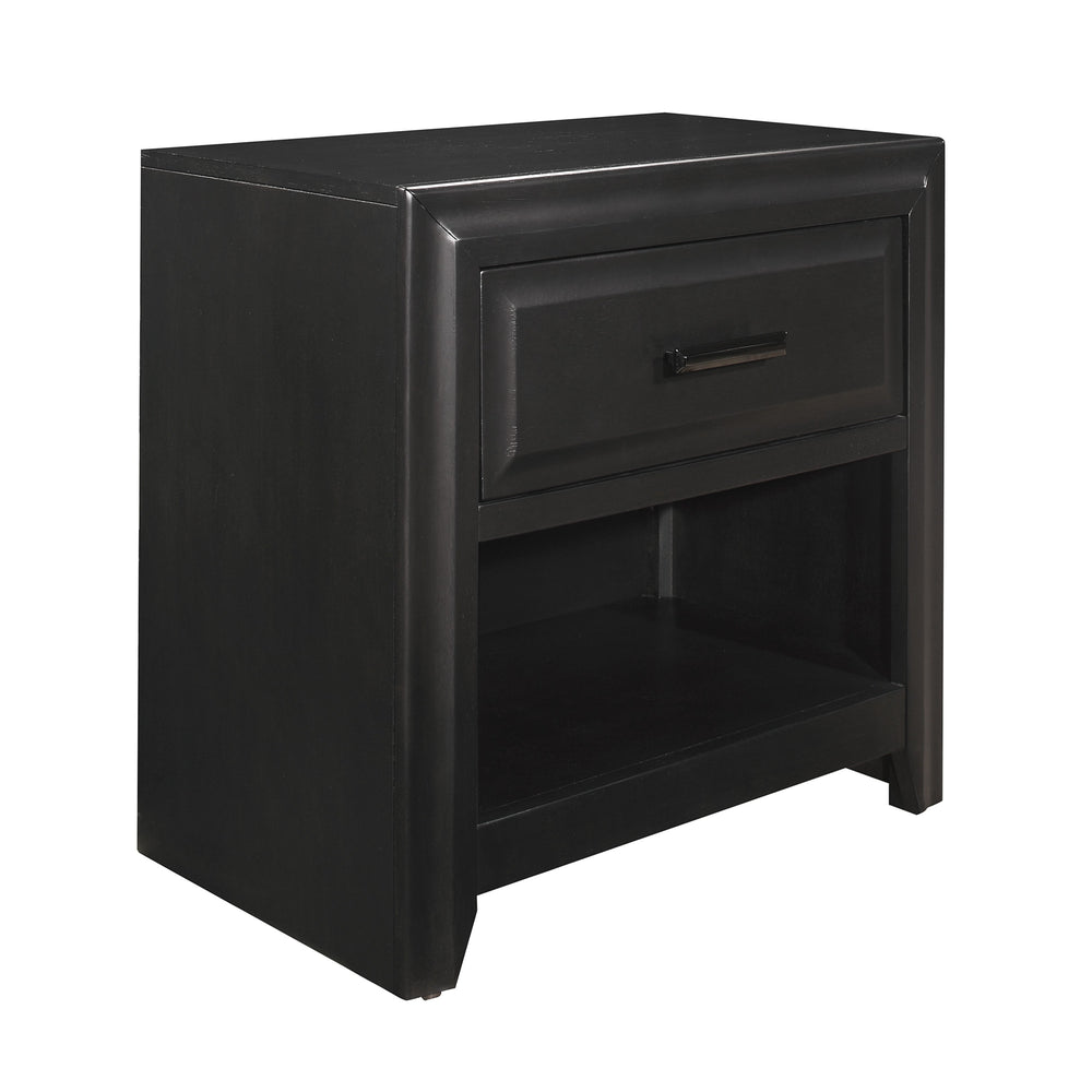 English Elm Modern Cordelia Nightstand Espresso Finish with Drawer & Open Cubby, Black Bar Hardware, 26.5"H B011P222852