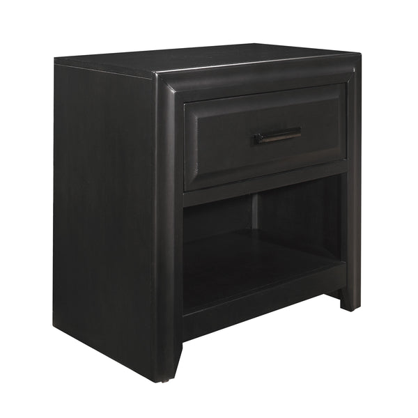 English Elm Modern Cordelia Nightstand Espresso Finish with Drawer & Open Cubby, Black Bar Hardware, 26.5"H B011P222852