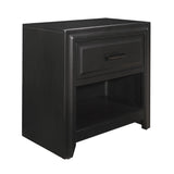 English Elm Modern Style Storage Cubby Nightstand W Drawer 1 Piece Espresso Finish Wooden Bedroom Furniture Home