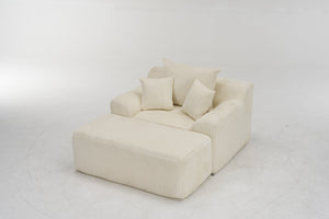 English Elm Oversized corduroy chaise lounge with ottoman, plush boneless sofa, ergonomic pillows for relaxing comfort Beige W1901P278402