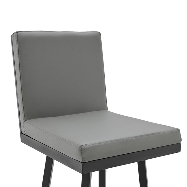 English Elm Alure 30" Swivel Barstool - Modern Black Metal Frame With Gray Faux Leather For Chic Spaces B2736P268549