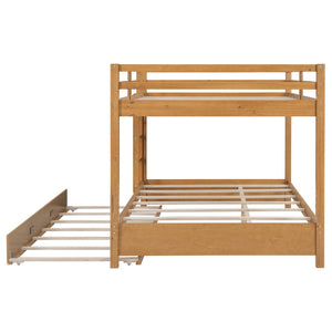 English Elm Wood Queen Size Bunk Bed With Trundle & Ladder – Stylish, Durable Sleeping Solution For All Ages N7090004008D-GIGA