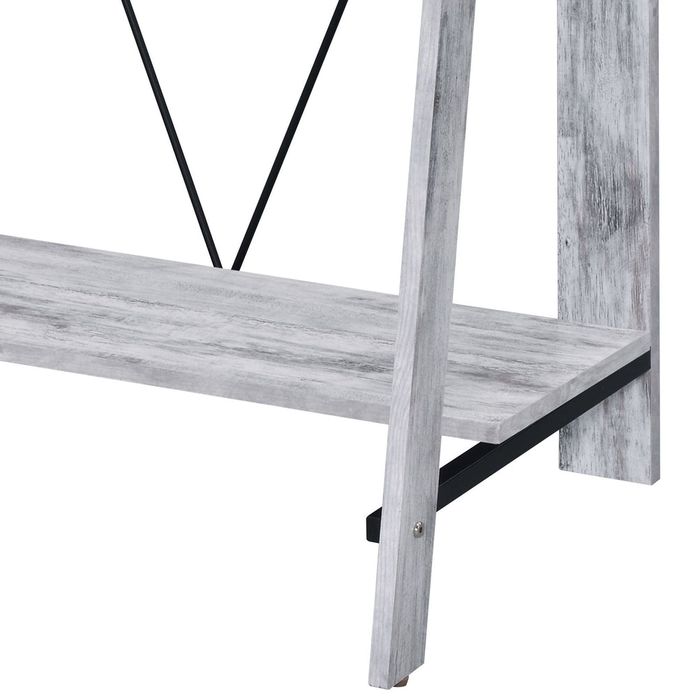 English Elm Nypho Antique White Writing Desk with Black Accents, USB & Plug Ports, Ladder Metal Base, Storage B2726P243689