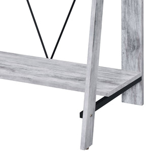 English Elm Nypho Antique White Writing Desk with Black Accents, USB & Plug Ports, Ladder Metal Base, Storage B2726P243689