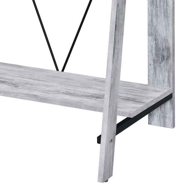 English Elm Nypho Antique White Writing Desk with Black Accents, USB & Plug Ports, Ladder Metal Base, Storage B2726P243689