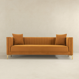 English Elm Ashcroft Furniture - Angelina Sofa 91" (Cognac Velvet)