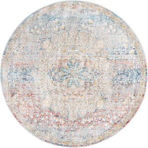 Unique Loom Newport Elms Machine Made Medallion Rug Multi, Blue/Gray/Ivory/Light Blue/Light Brown/Rust Red/Terracotta 7' 1" x 7' 1"