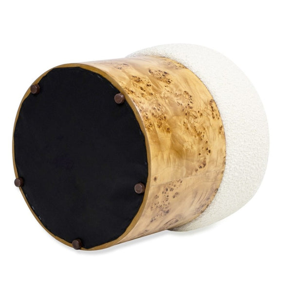 English Elm Nebula Sculptural Boucle Round Ottoman with Three Legged Base for Living Room B2719P238446