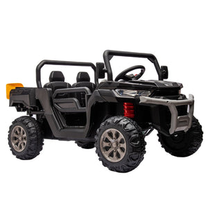 English Elm 24v Kids Ride on Dump Truck Two Seat Electric Utv with Tilting Bed and Remote Control Black W1578P188520