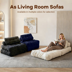 English Elm Modular Floor Sectional Corduroy Sofa Bed Low Profile Convertible for Studio Living Blue W3737P426645