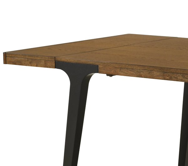 English Elm Hillary Walnut & Black Dining Table with 2 Leaves — 35"D x 59–83"W, 18mm Top, Rubberwood/MDF Veneer B2726P303028