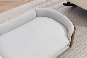 English Elm Scandinavian Elevated Dog Bed Luxury Pet Sofa with Walnut Bent Wood Back Velvet Gray, Large Size W794P366327