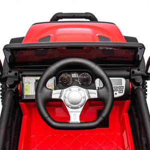 English Elm 24v Kids Electric Ride on Car with Parental Remote Dual Motors and Four Wheel Suspension Red W1578P208319