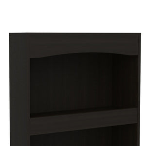 English Elm Bookcase, Three Open Shelves Enclosed Cabinet Matte Black Finish for Home Office B097132973