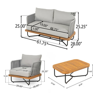 English Elm Christopher Knight Home® - Lucca Outdoor 4-Piece Acacia Wood Conversation Set With Water-Repellent Cushions For Stylish Living N773OC00019G