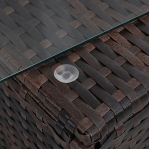 English Elm Patio 5-Piece Wicker Furniture Set With Comfortable Cushions & Glass Coffee Table For Outdoor Relaxation W1703S00021-GIGA