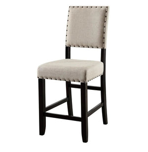 English Elm Rustic Counter Height Dining Chairs Set of 2 with Beige Linen-Look Upholstery, Distressed Black Wood Trim Beige+Black 44 L x 12 W x 18 H B011P189950