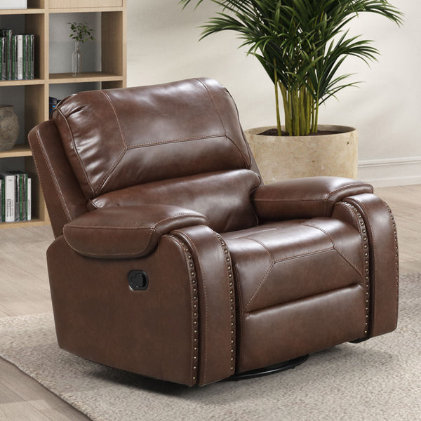 English Elm Transitional Multi-Function Glider Recliner with Channel Back, Cup Holders, Hidden Storage, Upholstered Comfort Brown 34 L x 41 W x 31 H B2741P385042