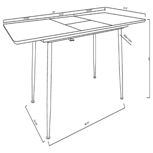 English Elm Grant Grey Extension Dining Table with Butterfly Leaf and Mid-century Tapered Legs B062P441464